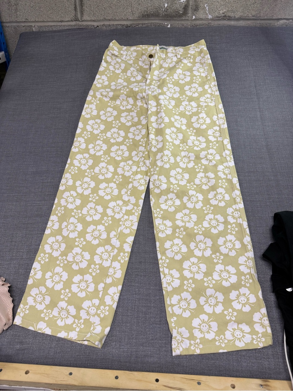 Holiday   Floral Waistband Pants straight wide leg
